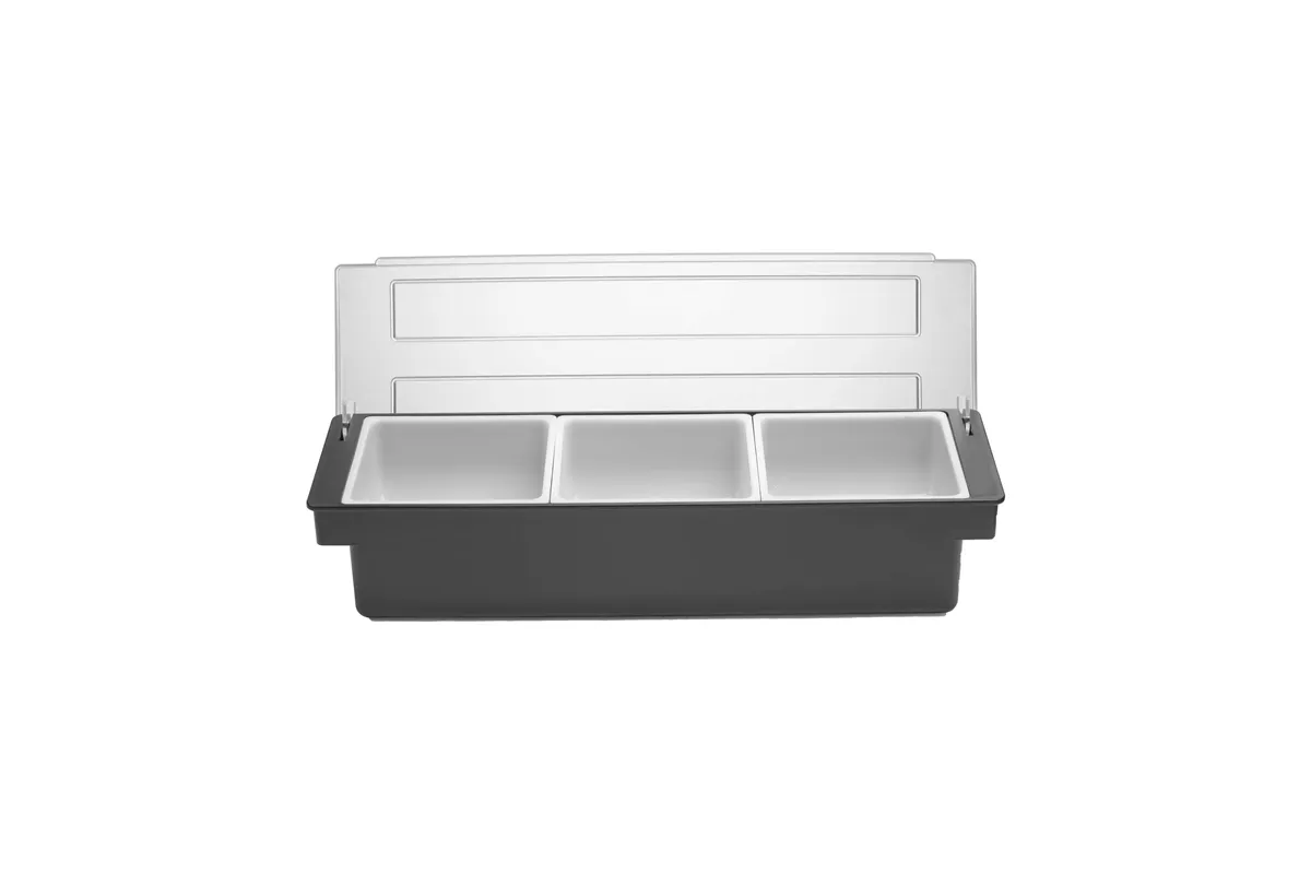 Pojemnik barmański na dodatki do drinków - 3 wkłady, Bar up, czarny, 480x150x(H)100mm Bar Up 552018