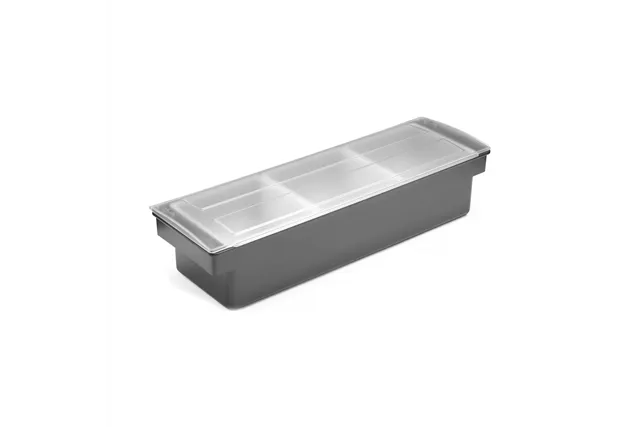 Pojemnik barmański na dodatki do drinków - 3 wkłady, Bar up, czarny, 480x150x(H)100mm Bar Up 552018