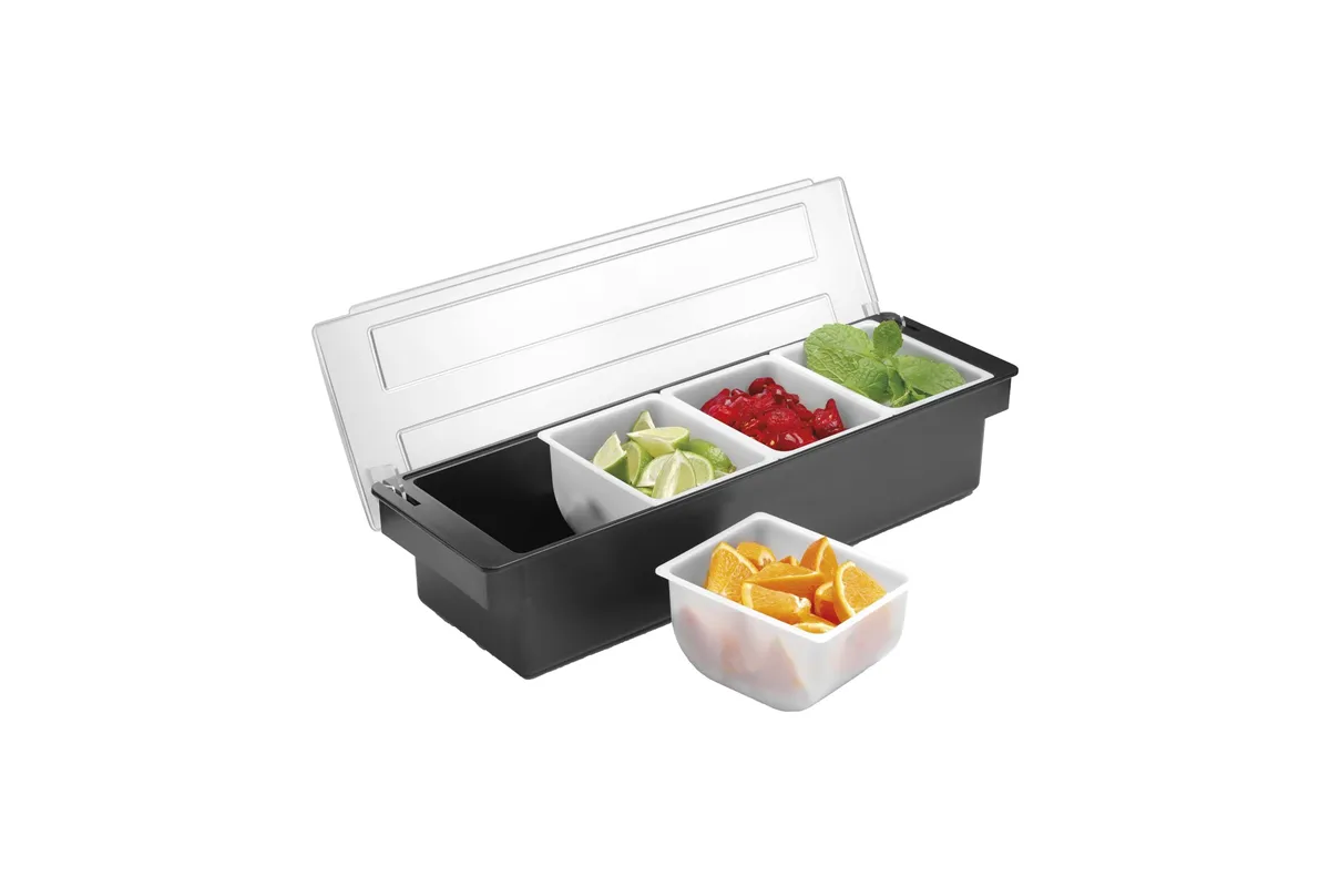 Pojemnik barmański na dodatki do drinków - 4 wkłady, Bar up, 480x150x(H)100mm Bar Up 552025