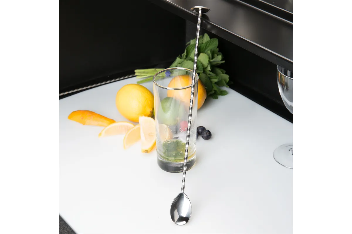 Łyżka barmańska z tłuczkiem, 300mm, stal nierdzewna, Barfly BarFly M37018