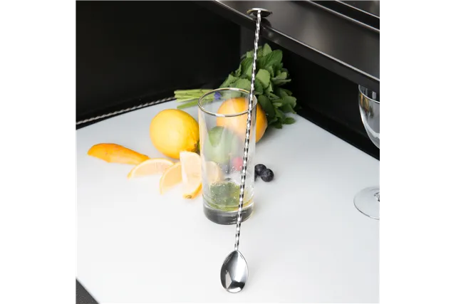 Łyżka barmańska z tłuczkiem, 300mm, stal nierdzewna, Barfly BarFly M37018