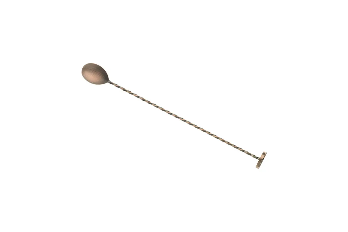 Łyżka barmańska z tłuczkiem, 300mm, antyczna miedź, Barfly BarFly M37018ACP