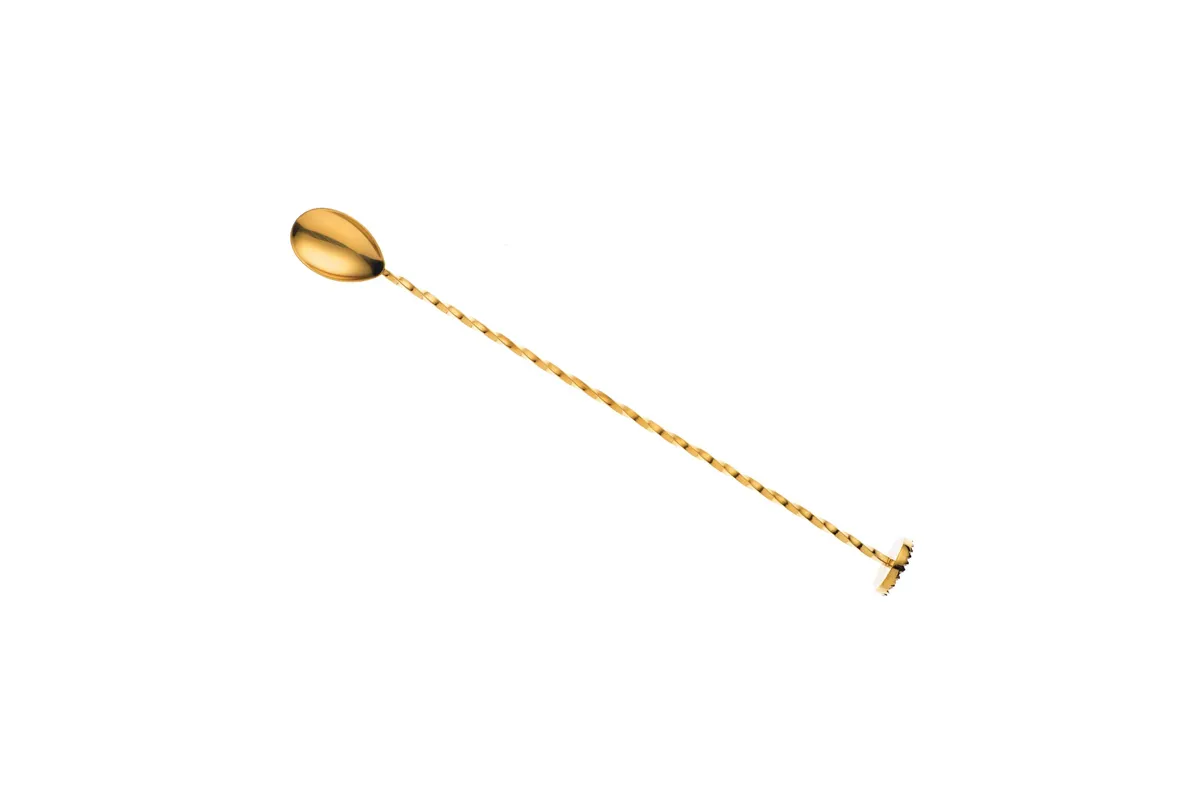 Łyżka barmańska z tłuczkiem, 300mm, złota, Barfly BarFly M37018GD