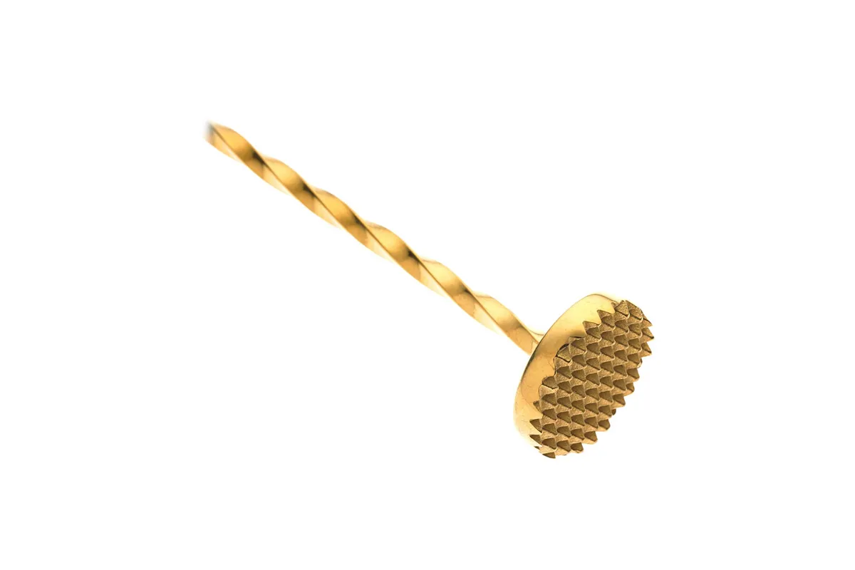 Łyżka barmańska z tłuczkiem, 300mm, złota, Barfly BarFly M37018GD