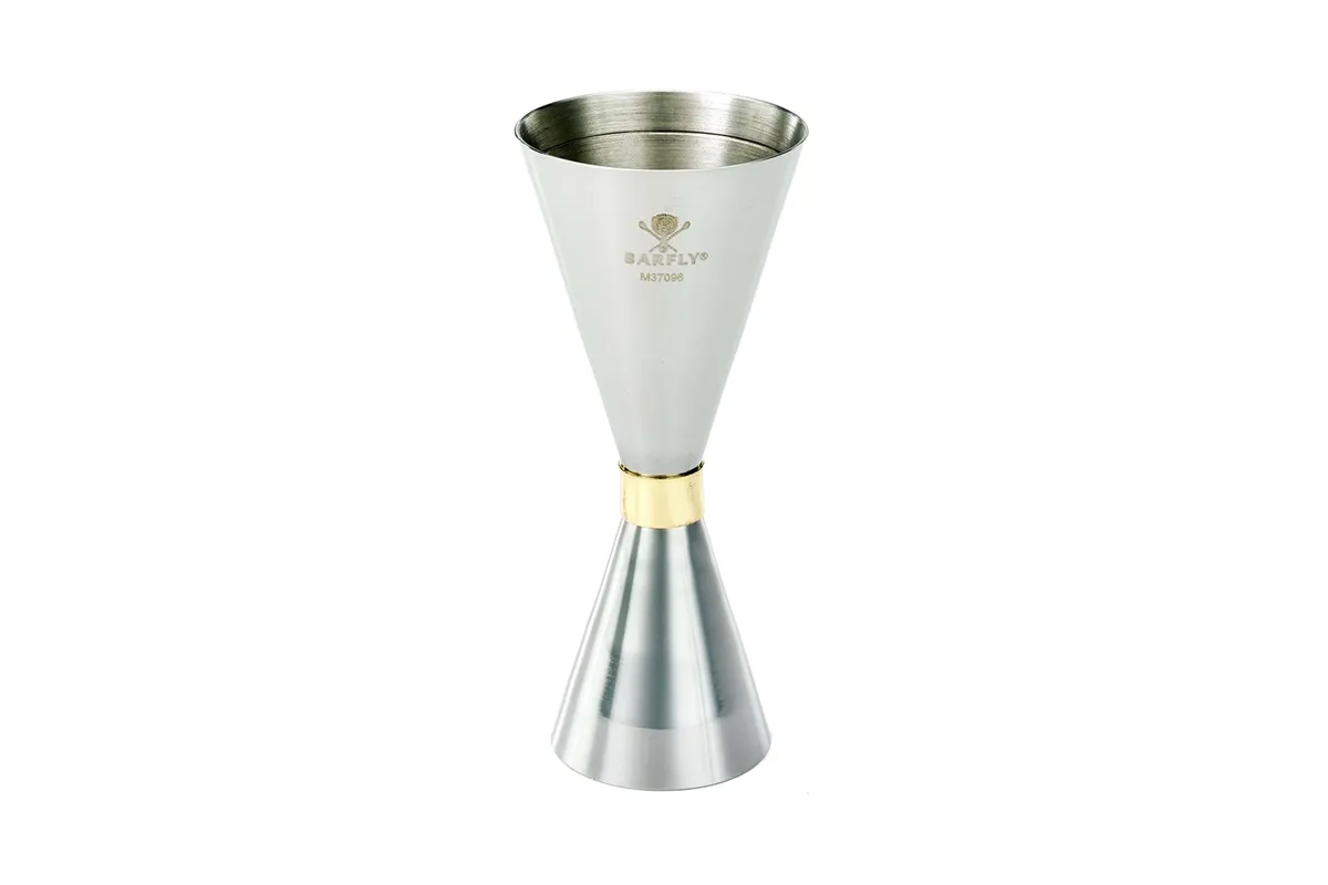 Jigger - Miarka barmańska Slim Style, 2 oz. 30/60ml, stal nierdzewna ze złotą obwódką, Barfly BarFly M37096