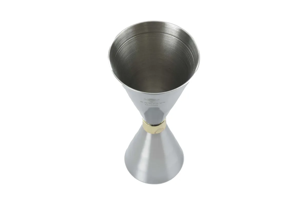 Jigger - Miarka barmańska Slim Style, 2 oz. 30/60ml, stal nierdzewna ze złotą obwódką, Barfly BarFly M37096