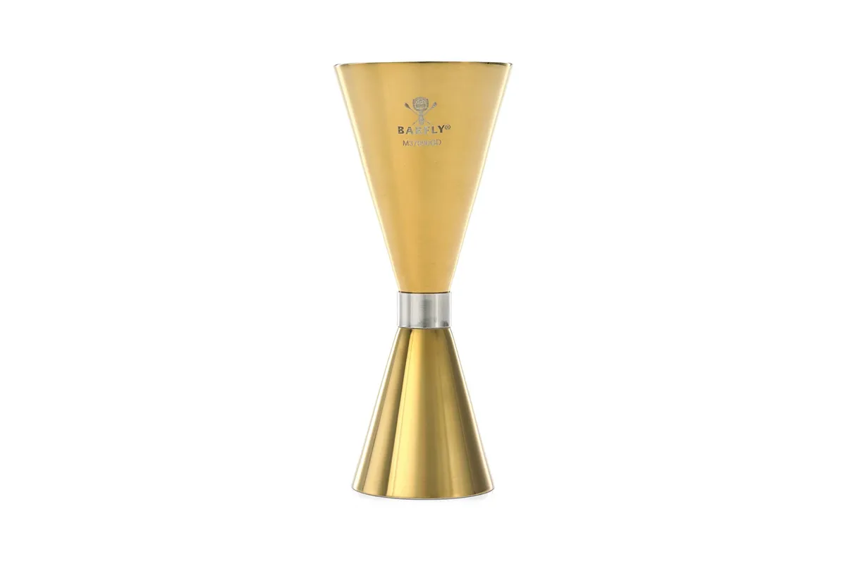 Jigger - Miarka barmańska Slim Style, 2 oz., 30/60 ml, złota ze stalową obwódką, Barfly BarFly M37090GD
