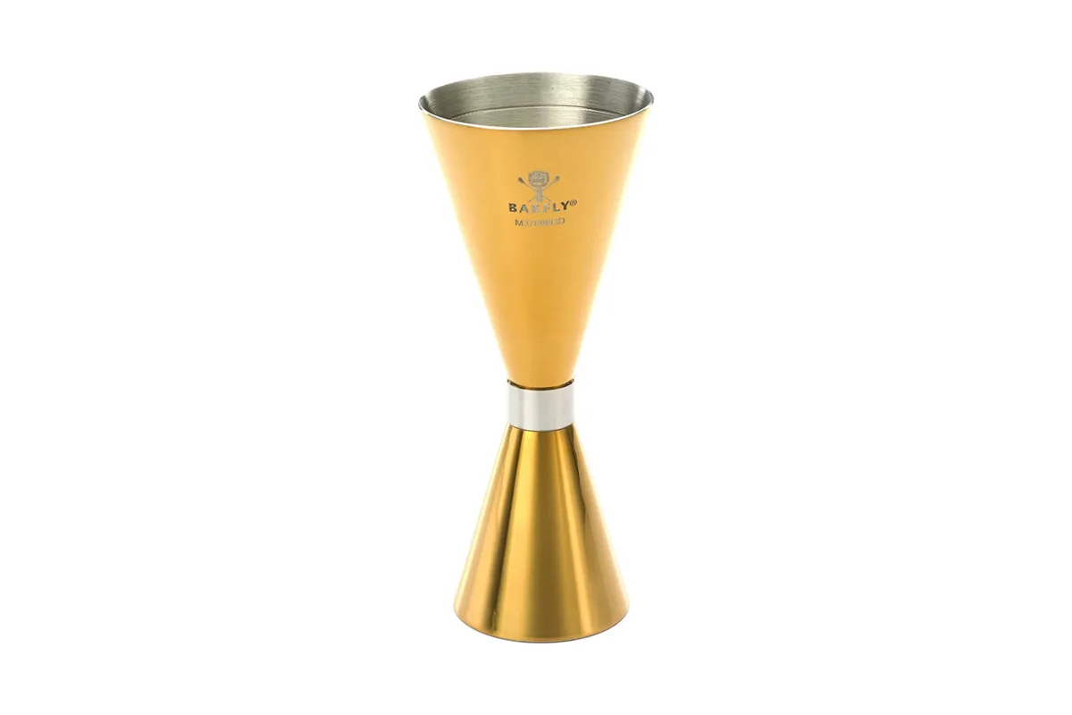 Jigger - Miarka barmańska Slim Style, 2 oz., 30/60 ml, złota ze stalową obwódką, Barfly BarFly M37090GD