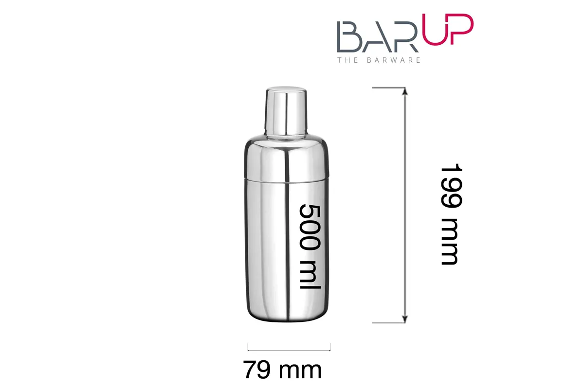Shaker 3-częściowy Cobbler, BarUp, 0,5L, ⌀79x(H)199mm BarUp 596999