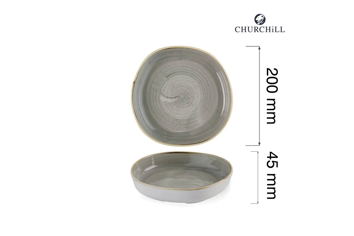 Talerz organiczny z wysokim rantem Stonecast Peppercorn Grey, 200mm Churchill SPGSWOB11