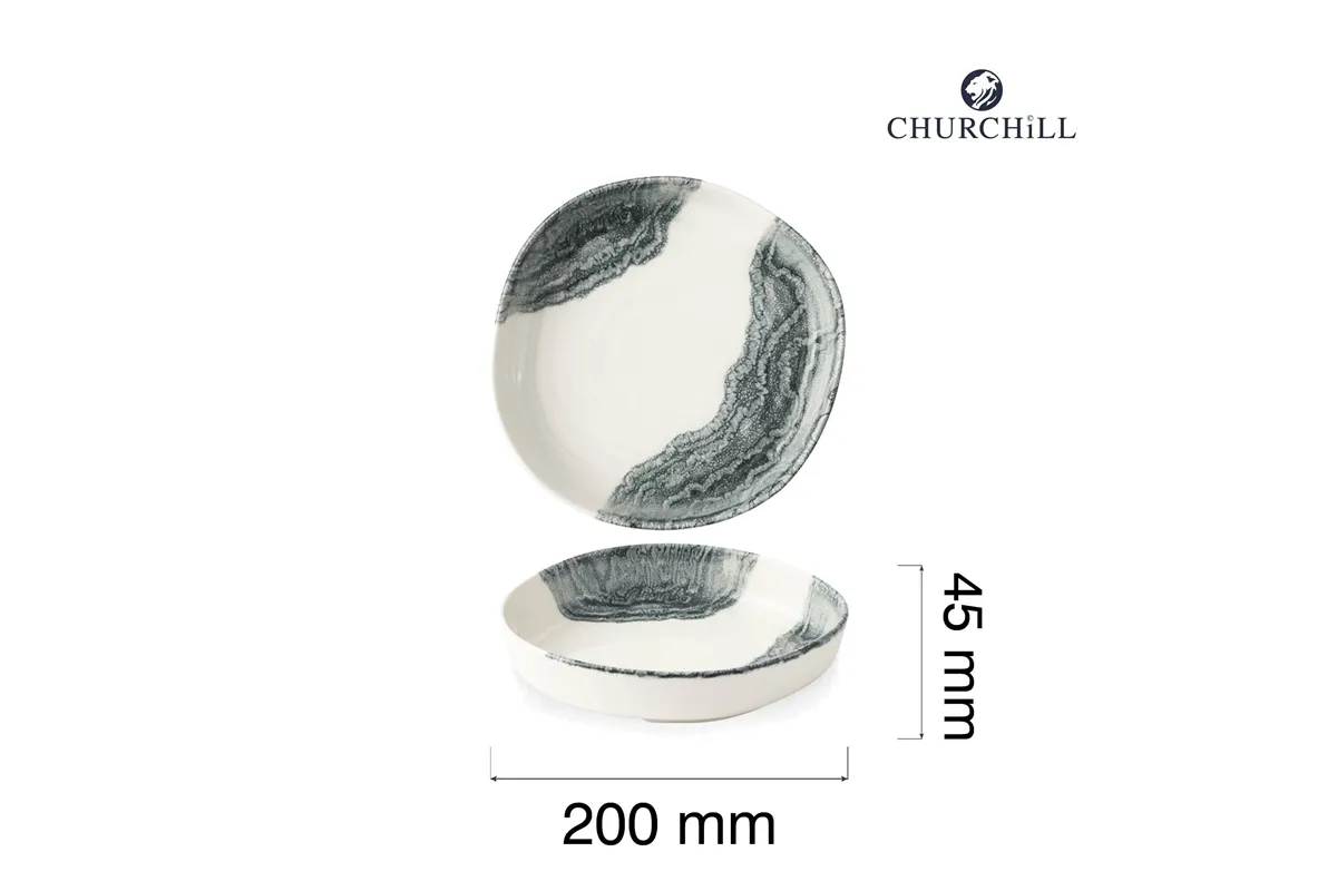 Talerz organiczny z wysokim rantem Tide Black, 200mm Churchill TDBKWOB11