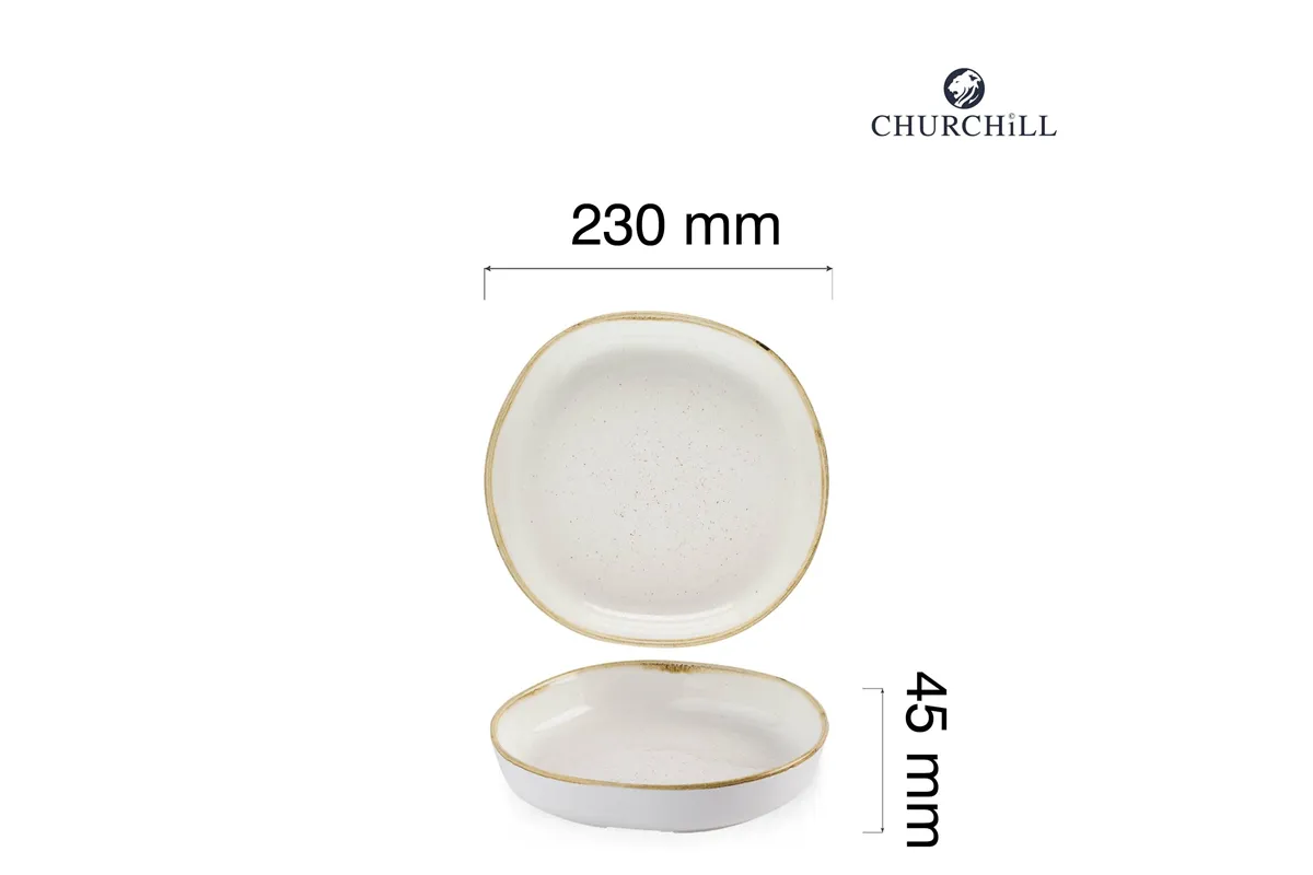 Talerz organiczny z wysokim rantem Stonecast Barley White, 230mm Churchill SWHSWOB21