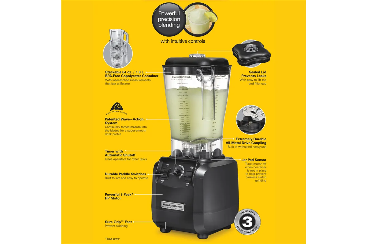 Blender barmański HBH550R-CE Fury® 1.8l 880W, Hamilton Beach Commercial Hamilton Beach Commercial HBH550R-CE