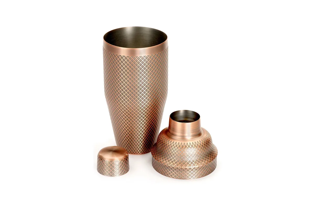 Shaker barmański 3-częściowy w stylu japońskim Diamond Lettice, antyczna miedź, BarFly, 700ml BarFly M37205ACP