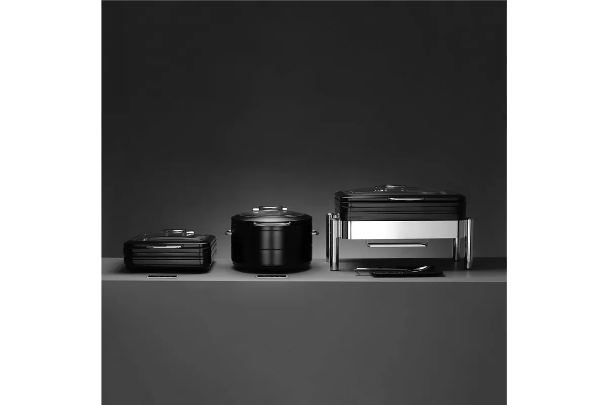 Podgrzewacz indukcyjny ze szklaną pokrywą De Luxe Black, GN 1/1 Fine Dine 473573