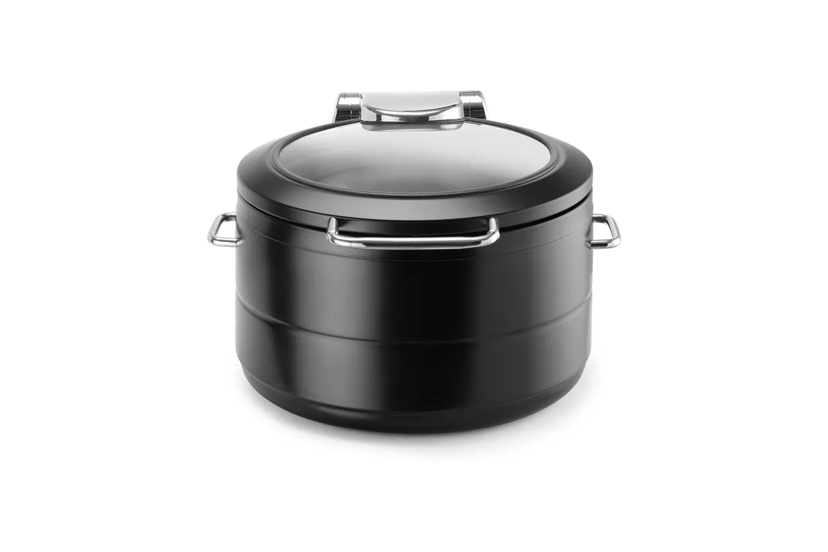 Podgrzewacz indukcyjny okrągły ze szklaną pokrywą De Luxe Black, 11l Fine Dine 473597