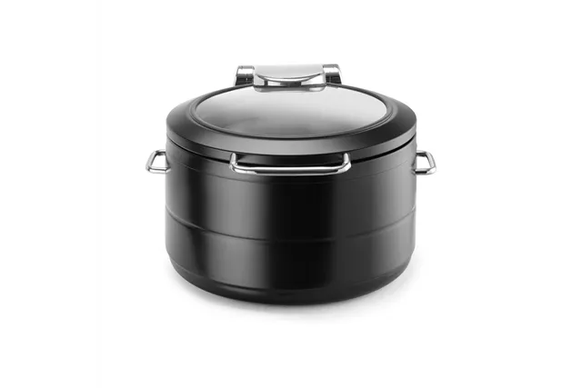 Podgrzewacz indukcyjny okrągły ze szklaną pokrywą De Luxe Black, 11l Fine Dine 473597 Podgrzewacz indukcyjny okrągły ze szklaną pokrywą De Luxe Black, 11l Fine Dine 473597