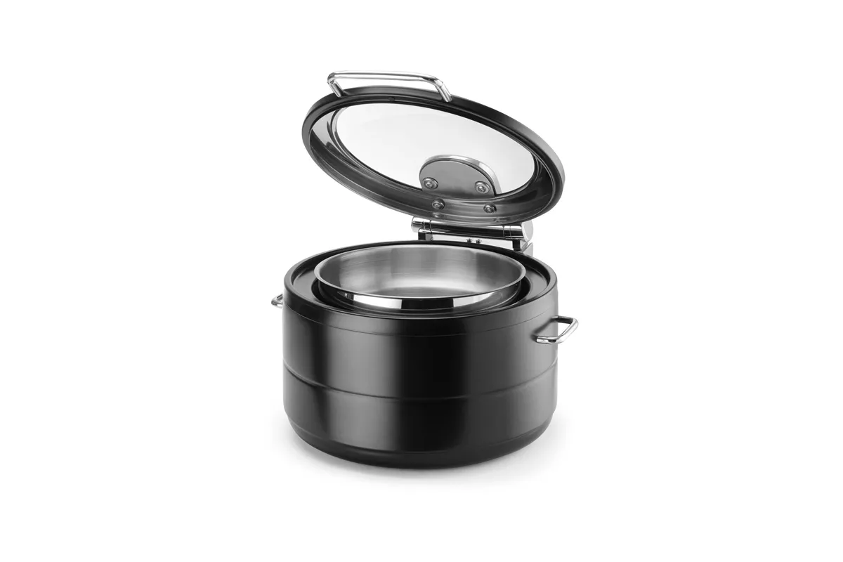 Podgrzewacz indukcyjny okrągły ze szklaną pokrywą De Luxe Black, 11l Fine Dine 473597