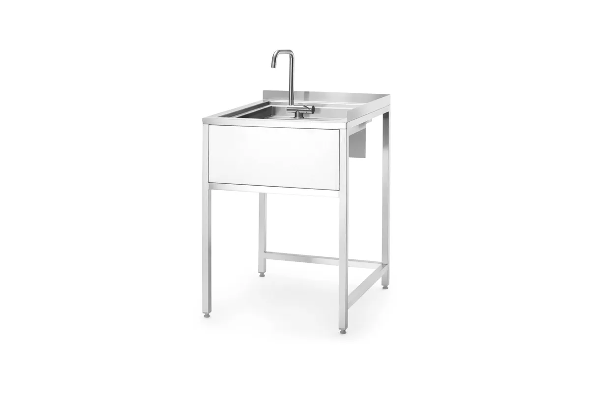 Narożny stół Oxygen Hybrid z ukrytą komorą zlewową i myjką do płukania dzbanków, 650x650x(h)900mm Barmatic 817483