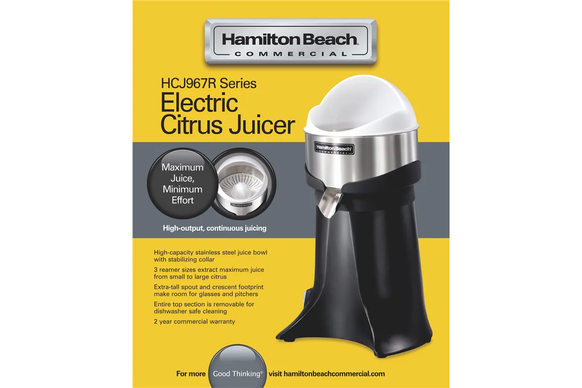 Elektryczna wyciskarka do cytrusów dla gastronomii HCJ967R-CE, Hamilton Beach Commercial Hamilton Beach Commercial HCJ967R-CE