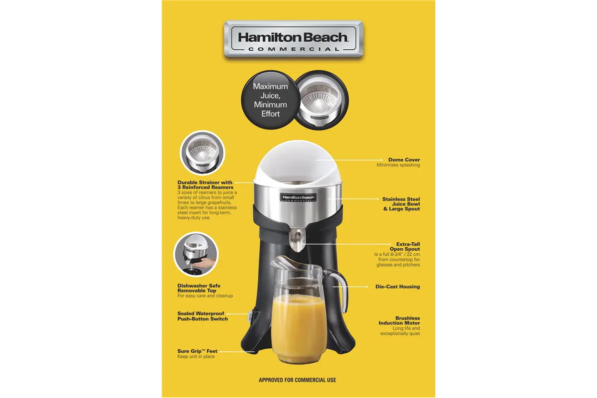 Elektryczna wyciskarka do cytrusów dla gastronomii HCJ967R-CE, Hamilton Beach Commercial Hamilton Beach Commercial HCJ967R-CE