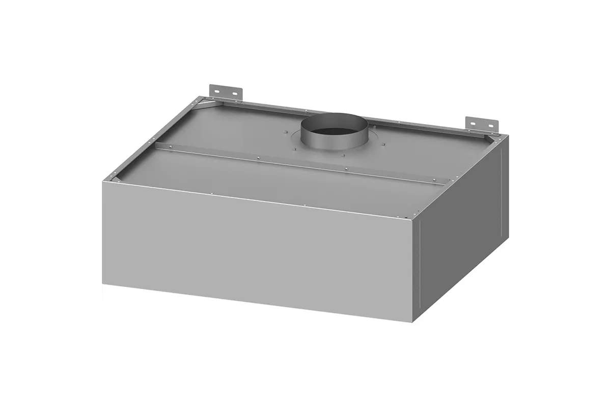 Okap przyścienny skrzyniowy skręcany z łapaczami, bez oświetlenia (króciec d250mm) 1210x1000x400 Stalgast 611012