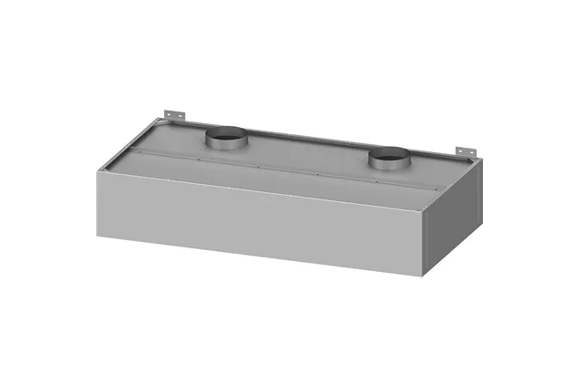 Okap przyścienny skrzyniowy skręcany z łapaczami, bez oświetlenia (2x króciec d250mm) 2010x1000x400 Stalgast 611020