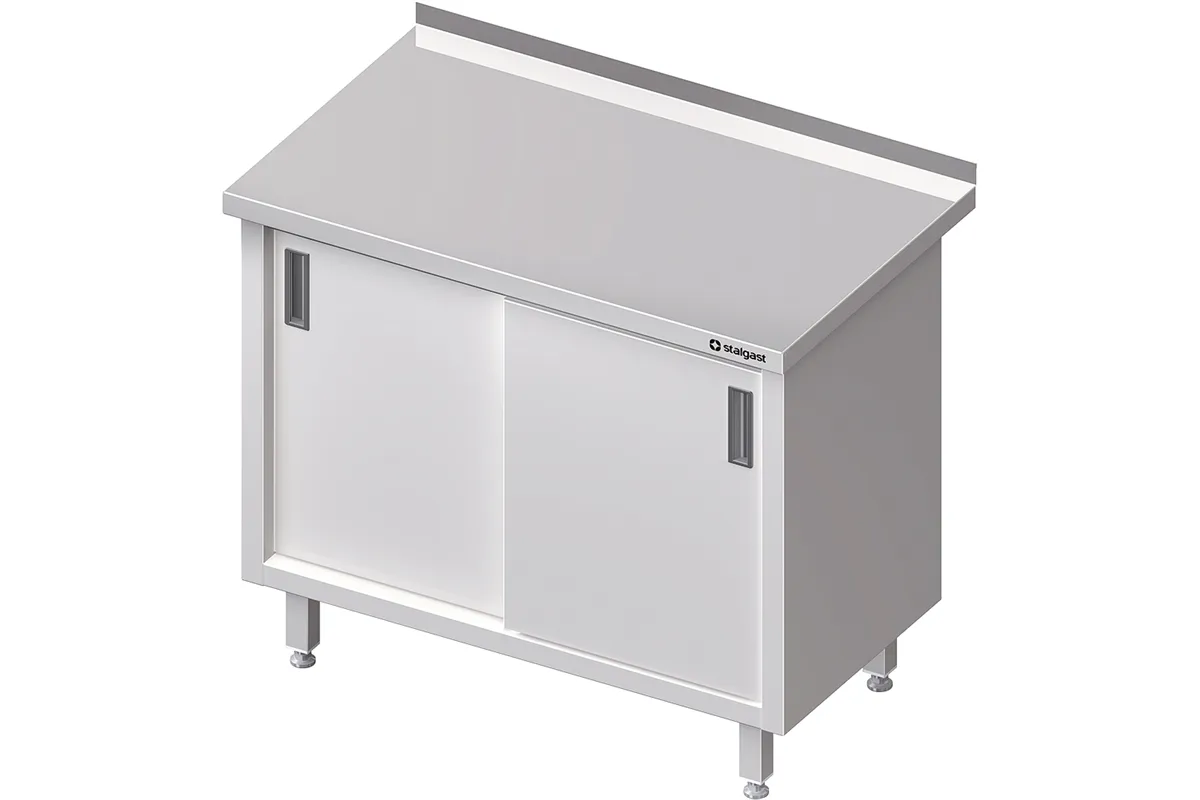 Stół stalowy z drzwiami suwanymi, przyścienny, spawany, 1000x700x850 mm Stalgast 612007