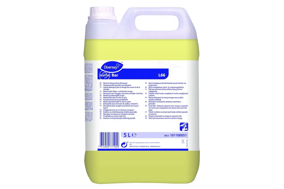 SUMA BAR L66 5L W1779 preparat do maszynowego mycia szkła i zastawy stołowej, do wody o różnym stopniu twardości Diversey 101100