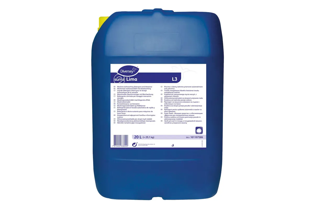 SUMA LIMA L3 20L W1779 preparat do maszynowego mycia naczyń, z aktywnym chlorem Diversey 101107586