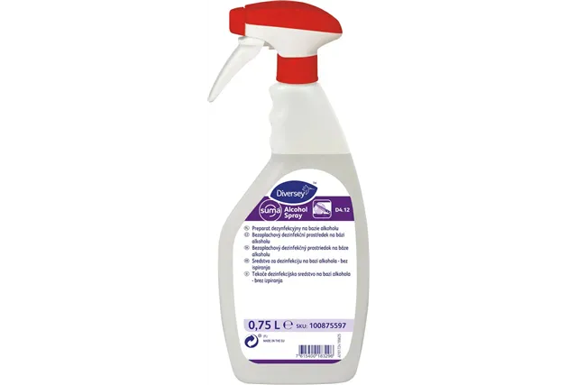 SUMA ALCOHOL SPRAY D4.12 0.75L W4797 gotowy do użycia preparat do dezynfekcji powierzchni oparty na etanolu Diversey 100875597 SUMA ALCOHOL SPRAY D4.12 0.75L W4797 gotowy do użycia preparat do dezynfekcji powierzchni oparty na etanolu Diversey 100875597