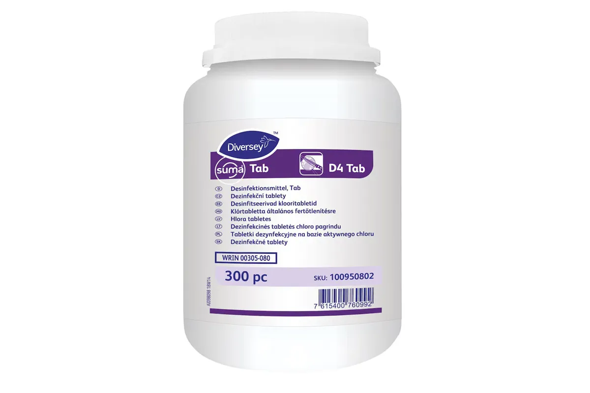 SUMA TAB D4 TAB 300PC W780 tabletki dezynfekcyjne na bazie aktywnego chloru Diversey 100950802