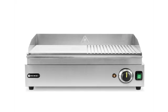 Płyta grillowa w połowie żebrowana, Kitchen Line, 1/2 gładka, 1/2 ryflowana, 220-240V/2400W, 527x404x233mm Hendi 154946 Płyta grillowa w połowie żebrowana, Kitchen Line, 1/2 gładka, 1/2 ryflowana, 220-240V/2400W, 527x404x233mm Hendi 154946