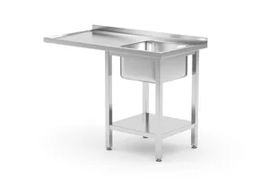 Stół ze zlewem, półką i miejscem na zmywarkę lub lodówkę, ze zlewem 400x400x250mm po prawej stronie, skręcany Hendi 237526