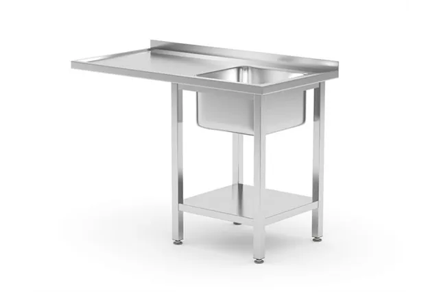 Stół ze zlewem, półką i miejscem na zmywarkę lub lodówkę, ze zlewem 400x400x250mm po prawej stronie, skręcany Hendi 237526 Stół ze zlewem, półką i miejscem na zmywarkę lub lodówkę, ze zlewem 400x400x250mm po prawej stronie, skręcany Hendi 237526