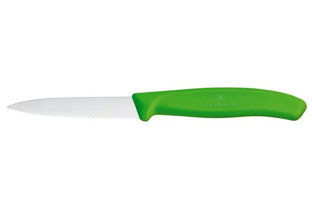Nóż do jarzyn z ząbkowanym ostrzem, Victorinox, zielony, 190mm Hendi 6.7636.L114
