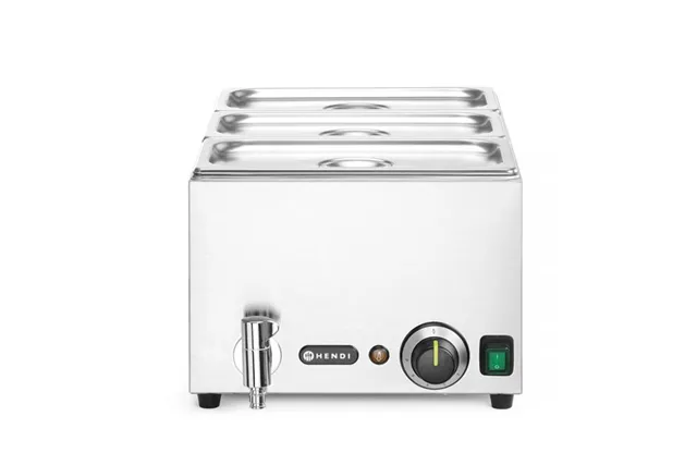 Zestaw: Bemar HENDI Ranger z kranem spustowym + 3x GN 1/3 z pokrywką , GN 1/1, 230V/1000W, 604x332x242mm Hendi 238868 Zestaw: Bemar HENDI Ranger z kranem spustowym + 3x GN 1/3 z pokrywką , GN 1/1, 230V/1000W, 604x332x242mm Hendi 238868
