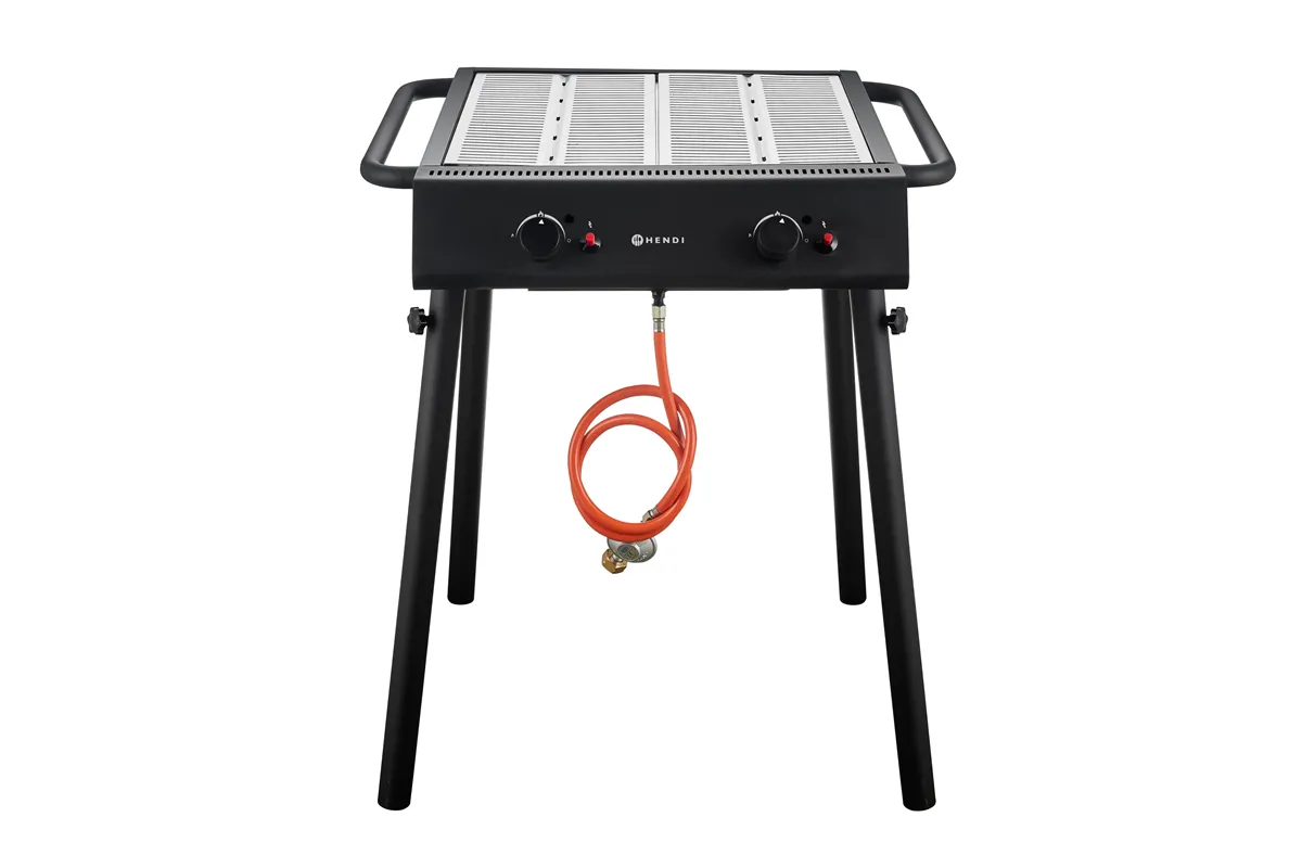 Xantos Black Grill gazowy, czarny, 9,5kW, 770x710x870mm Hendi 148631