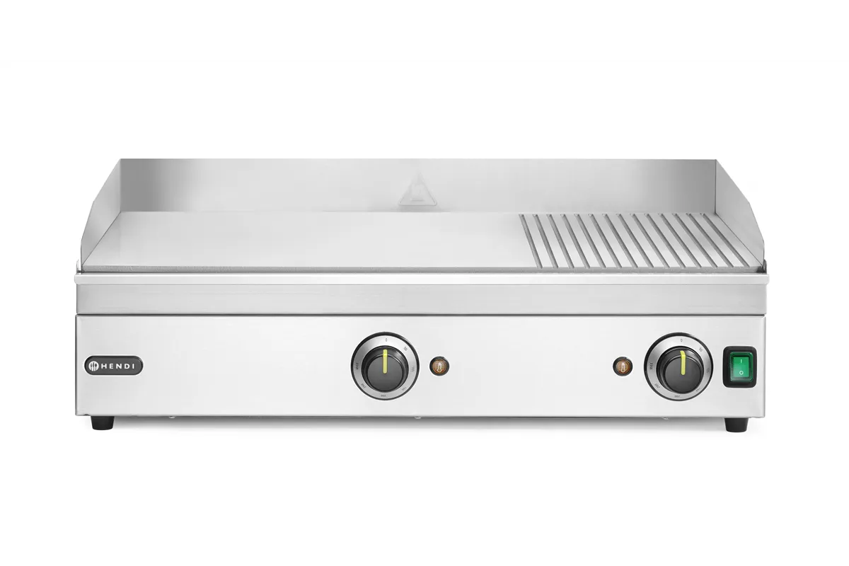 Płyta grillowa w ⅓ żebrowana, Kitchen Line, 2/3 gładka, 1/3 ryflowana, 220-240V/3500W, 697x474x241mm Hendi 154960