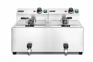 Frytownica manualna z kranem spustowym, 2x8l, Profi Line, 16L, 230V/7000W, 610x515x369mm Hendi 209301