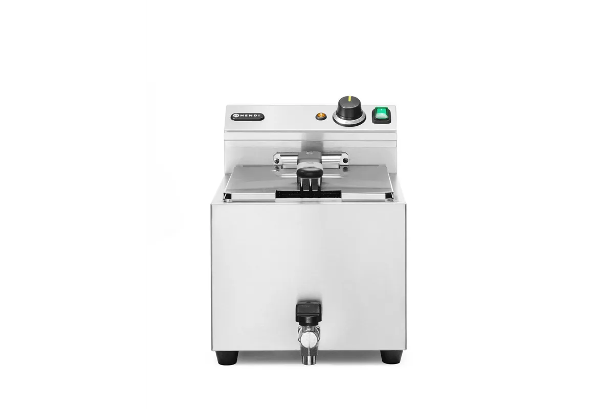 Frytownica XL Profi Line z kranem spustowym, manualna, 10l, 400 V, Profi Line, 10L, 400V/6600W, 300x680x420mm Hendi 209424