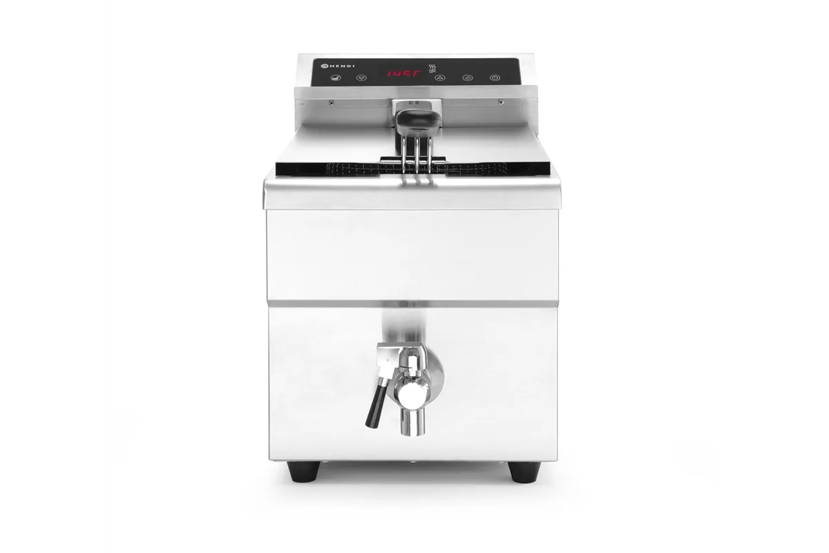 Frytownica indukcyjna z kranem spustowym, 8l, 8L, jasnoszary, 230V/3500W, 288x619x408mm Hendi 215012