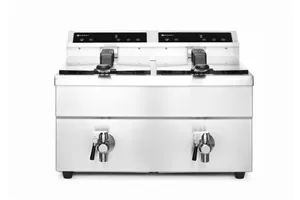 Frytownica indukcyjna z kranem spustowym, 2x8l, Profi Line, 16L, 230V/7000W, 577x609x410mm Hendi 215029