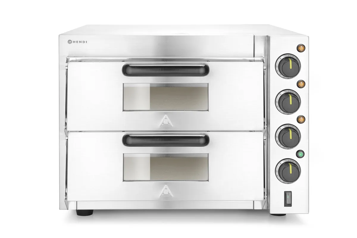 Piecyk do pizzy 2-komorowy 3000 W, srebrny, 230V/3000W, 580x560x435mm Hendi 220283
