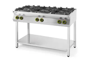Kuchnia gazowa 6-palnikowa na podstawie otwartej, Kitchen Line, 28,5kW, 1200x700x900mm Hendi 226094
