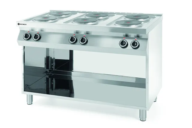 Kuchnia elektryczna 6-płytowa na podstawie otwartej, Kitchen Line, 400V/15600W, 1200x700x900mm Hendi 226230