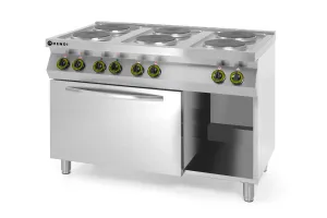Kuchnia elektryczna 6-płytowa z piekarnikiem elektrycznym GN1/1 Kitchen Line 400V/18600W 1200x700x900mm Hendi 226247