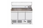 Stół chłodniczy do pizzy 3-drzwiowy z nadstawą i blatem granitowym, 254L, 230V/400W, 1400x700x1491mm Arktic 232033