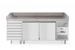 Stół chłodniczy do pizzy 2-drzwiowy z 7 szufladami i blatem granitowym, 250L, 230V/250W, 2020x802x1000mm Arktic 232842