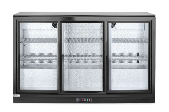 Lodówka barowa z potrójnymi drzwiami suwanymi, 254L, czarny, 220-240V/160W, 1350x520x865mm Arktic 235836